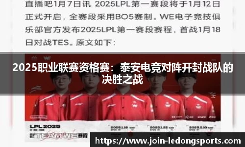 2025职业联赛资格赛：泰安电竞对阵开封战队的决胜之战